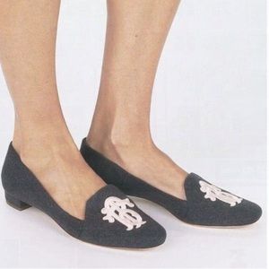 Tory Burch Gray and White Loafers